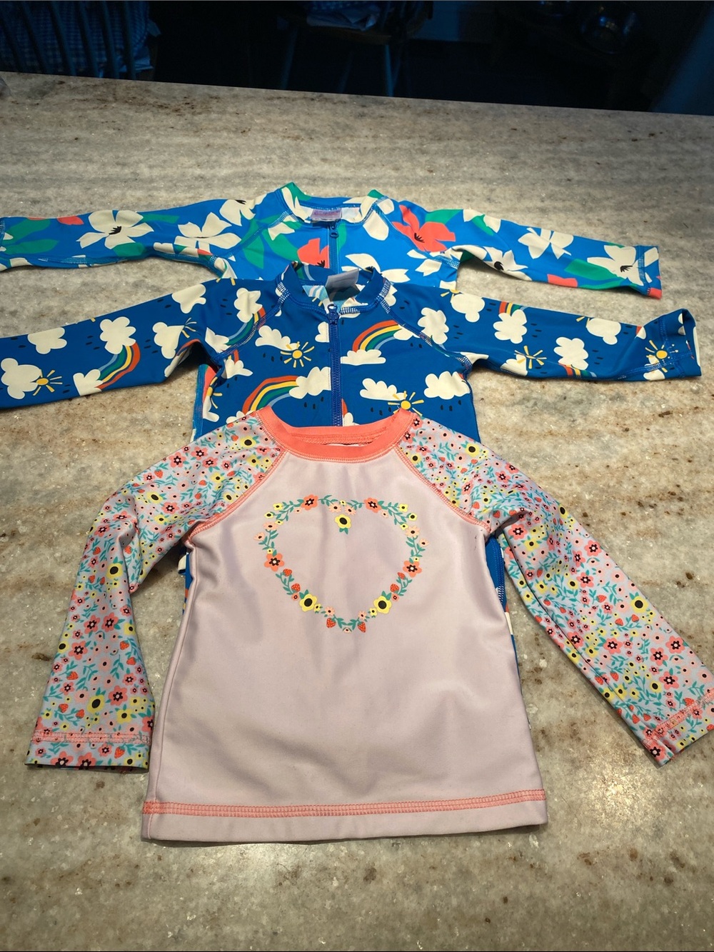 Kids Long Sleeve Rash Guard Swim Top - & 2 Swimsuits